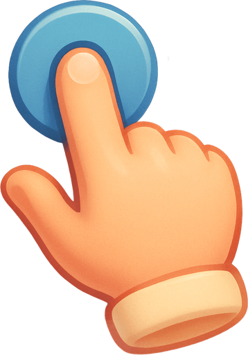 A tutorial hand showing a tap action. Cute soft graphics. soft ambient light. semi-matte to satin surfaces. naturalistic with slight saturation boost colors. Tone is premium, friendly, clean with lifestyle or service-oriented appeal.
In-Game asset.  2d.  High contrast.  No shadows. top down. View from above.