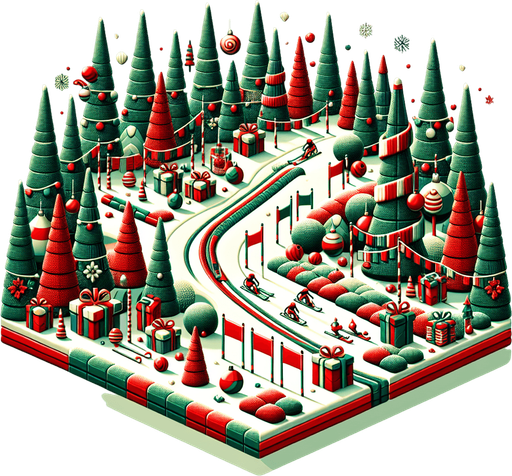 текст "Christmas slalom".
Single Game Texture. In-Game asset. 2d. Blank background. High contrast. No shadows.