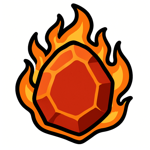 Pierre élément feu.
In-Game asset.  2d.  High contrast.  No shadows