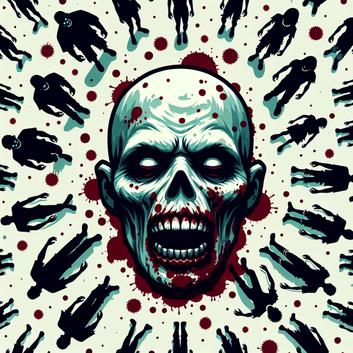 zombie from top.
Single Game Texture. In-Game asset. 2d. Blank background. High contrast. No shadows.