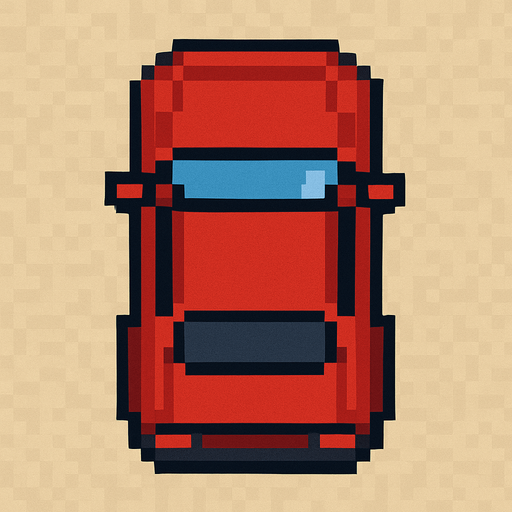 Üssten görünümlü bir pixel olarak bir araba yarat.
In-Game asset.  2d.  High contrast.  No shadows. Pixel