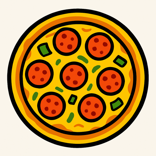 pizza.
In-Game asset.  2d.  High contrast.  No shadows
