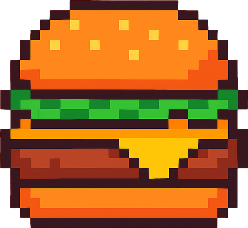 pixel art burger paty.
In-Game asset.  2d.  High contrast.  No shadows