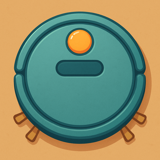 A robot vacuum cleaner viewed from straight above. Cute soft graphics. soft ambient light. semi-matte to satin surfaces. naturalistic with slight saturation boost colors. 
In-Game asset.  2d.  High contrast.  No shadows. top down.
In-Game asset.  2d.  High contrast.  No shadows