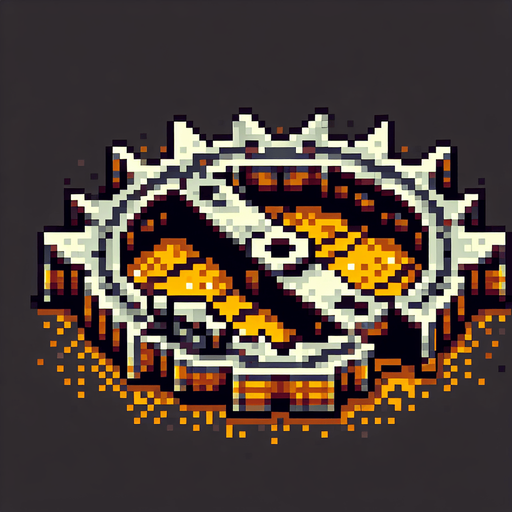 Trampa de osos pixelado.
Single Game Texture.  In-Game asset.  2d.  Blank background.  High contrast.  No shadows