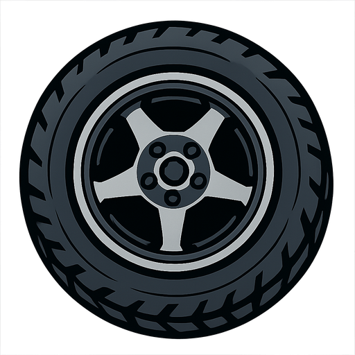 top-down angle of a tire.
In-Game asset.  2d.  High contrast.  No shadows