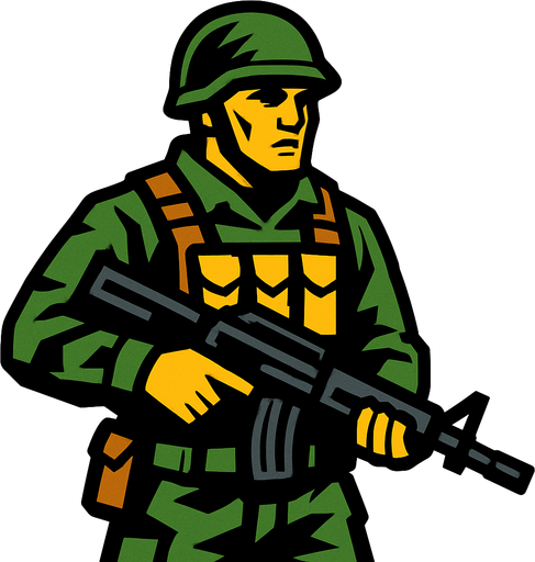 soldier.
In-Game asset.  2d.  High contrast.  No shadows