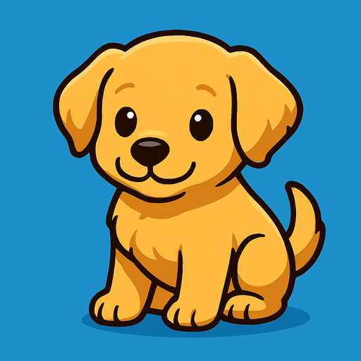 Chiot dorée (animal).
In-Game asset.  2d.  High contrast.  No shadows