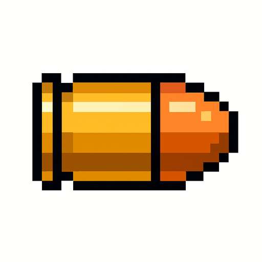 bala de pistola de pixeles.
In-Game asset.  2d.  High contrast.  No shadows