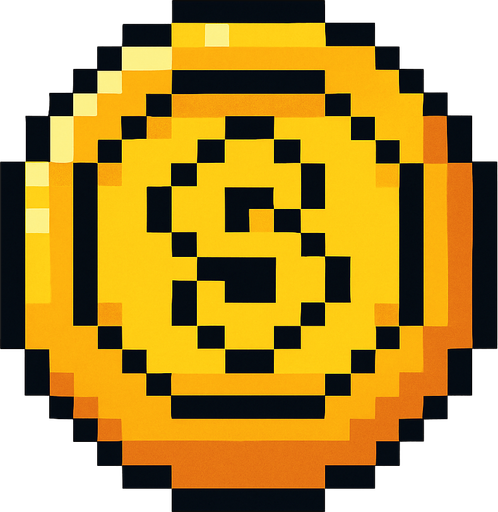 coin pixelart.
In-Game asset.  2d.  High contrast.  No shadows