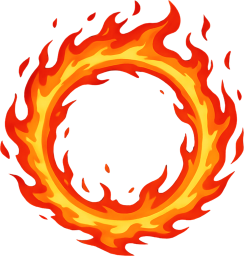 circular fire energy ball.
In-Game asset.  2d.  High contrast.  No shadows