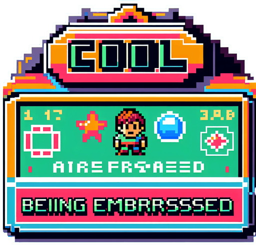 Make a 8-bit achievement.
Title:cool, being embarrassed.
description:lose in stage 1