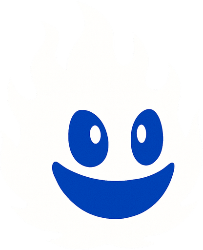 Bola de fuego de color blanco y con cara azul.
In-Game asset.  2d.  High contrast.  No shadows