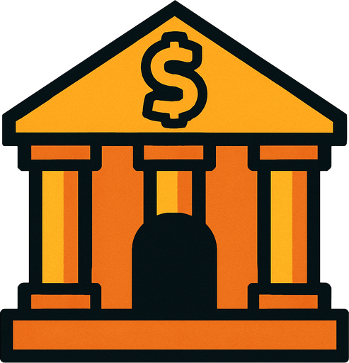 Üstünde dolar logosu olan banka.
In-Game asset.  2d.  High contrast.  No shadows