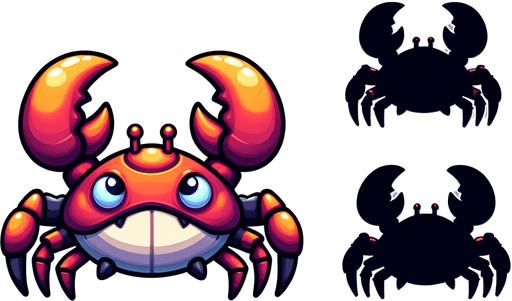 kötü yengeç.
Single Game Texture.  In-Game asset.  2d.  Blank background.  High contrast.  No shadows