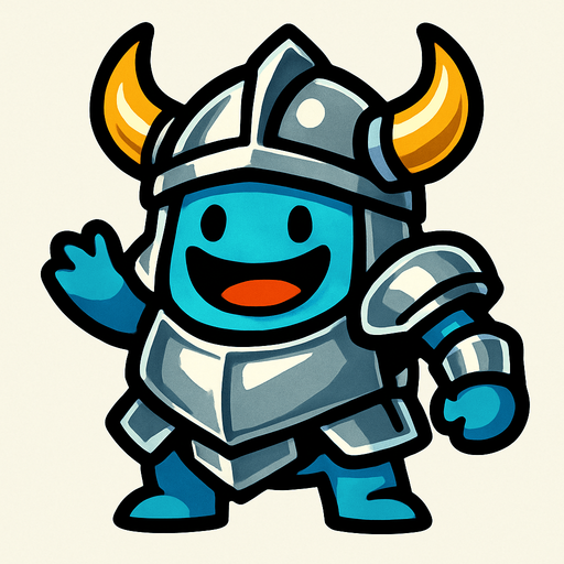 Monster with shiny armor and a helmet. Monster has a happy face.
In-Game asset.  2d.  High contrast.  No shadows