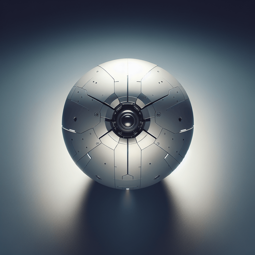 Top view (zenith view) of a simple futuristic spherical defense drone with a central top canon