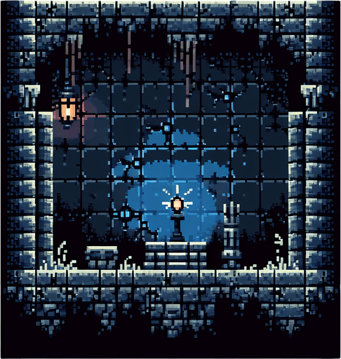 create me a 2d pixel dark dungeon.
Single Game Texture. In-Game asset. 2d. Blank background. High contrast. No shadows.