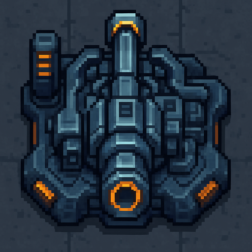 top down sci-fi cannon. pixel art