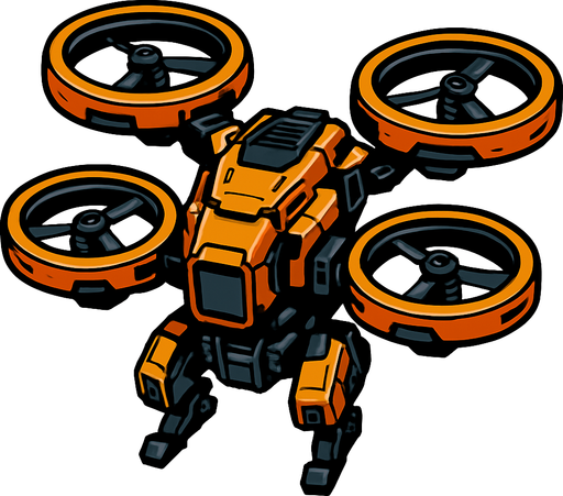 scifi quad copter drone.
In-Game asset.  2d.  High contrast.  No shadows