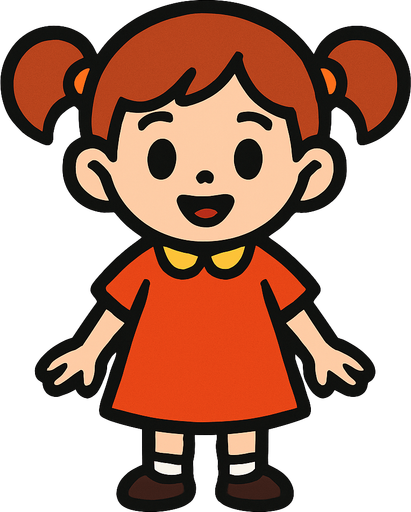 Petite fille.
In-Game asset.  2d.  High contrast.  No shadows