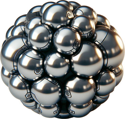 robotic and shiny balls.
Single Game Texture.  In-Game asset.  2d.  Blank background.  High contrast.  No shadows
