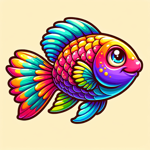 cartoon fish.
2D, Without background
