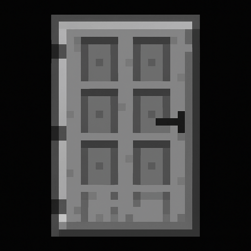 Make an 8 bit iron door.
In-Game asset.  2d.  High contrast.  No shadows