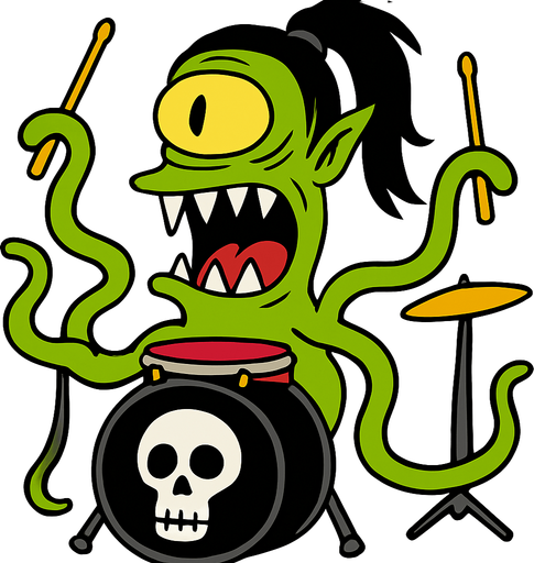 Make my character have more tentacle based hands and make him have dark black hair with a ponytail (make my character's background white)