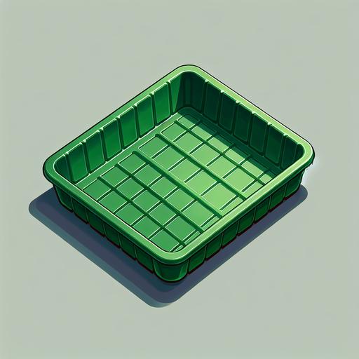 green plastic tray. topdown view.
Single Game Texture. In-Game asset. 2d. Blank background. High contrast. No shadows.