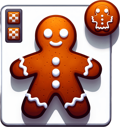 A gingerbread man. Single Game Texture. In-Game asset. 2d. Blank background. High contrast. No shadows.