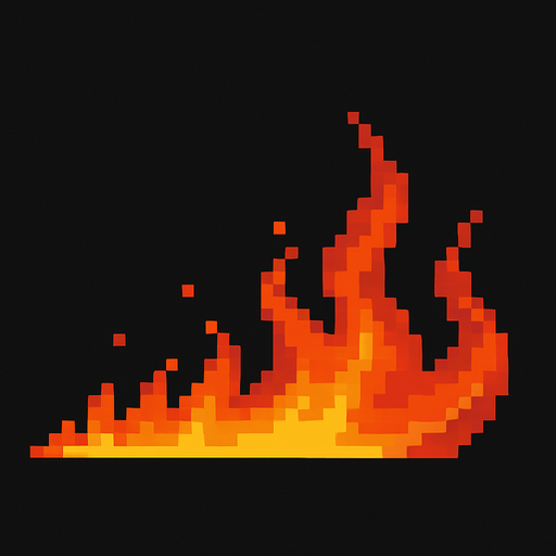 fire left to right pixel.
In-Game asset.  2d.  High contrast.  No shadows