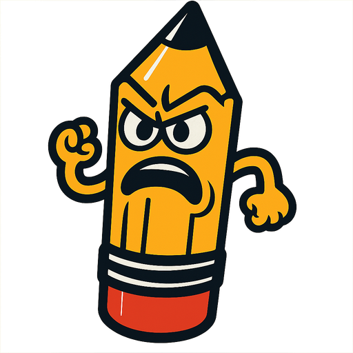 angry pencil.
In-Game asset.  2d.  High contrast.  No shadows