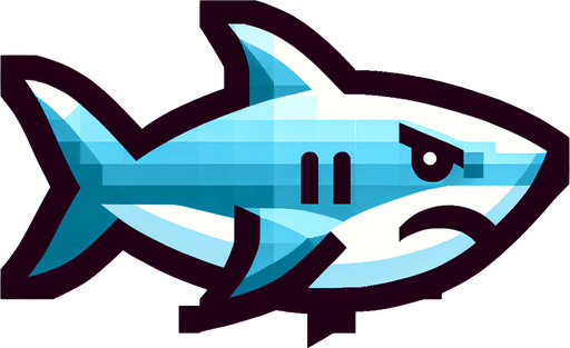 Shark.
Single Game Texture.  In-Game asset.  2d.  Blank background.  High contrast.  No shadows