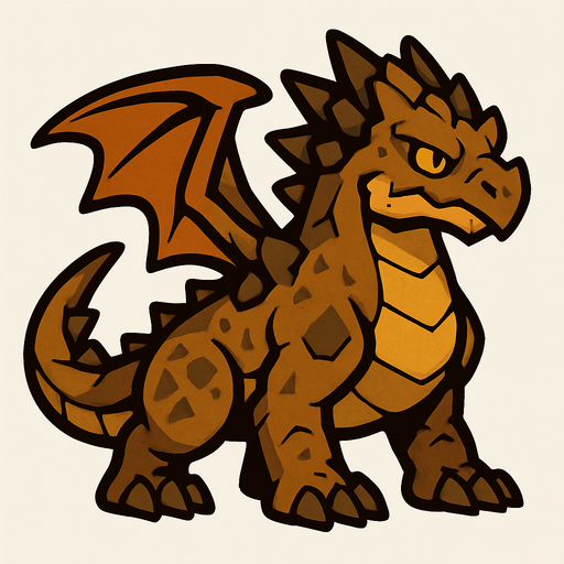 Dragon terre.
In-Game asset.  2d.  High contrast.  No shadows
