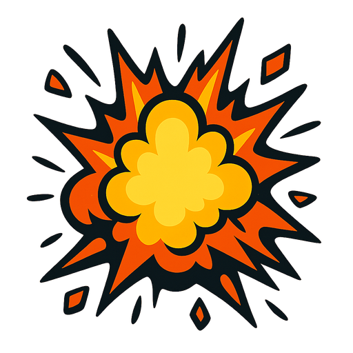 Explosion.
In-Game asset.  2d.  High contrast.  No shadows