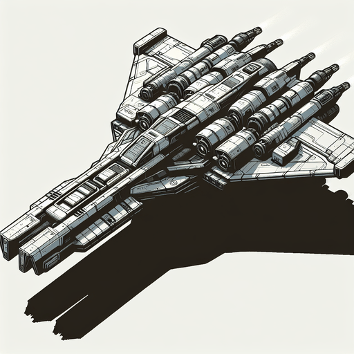 spaceship.
Single Game Texture. In-Game asset. 2d. Blank background. High contrast. No shadows.