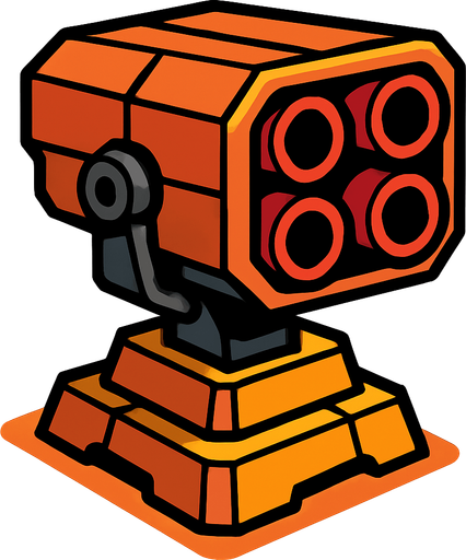 Rocket launcher turret.
In-Game asset.  2d.  High contrast.  No shadows