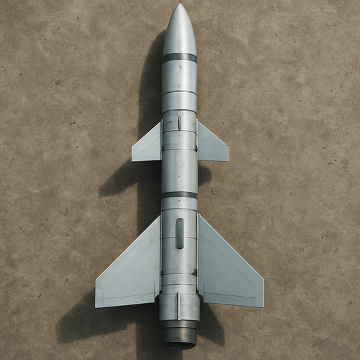 Realistic guided missile seen from above