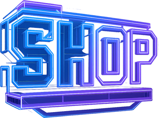 Neon cyberpunk 3d hologram glowing SHOP