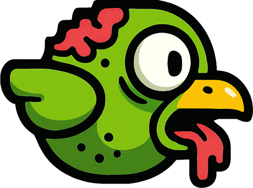 Make a zombi flapy bird.
In-Game asset.  2d.  High contrast.  No shadows