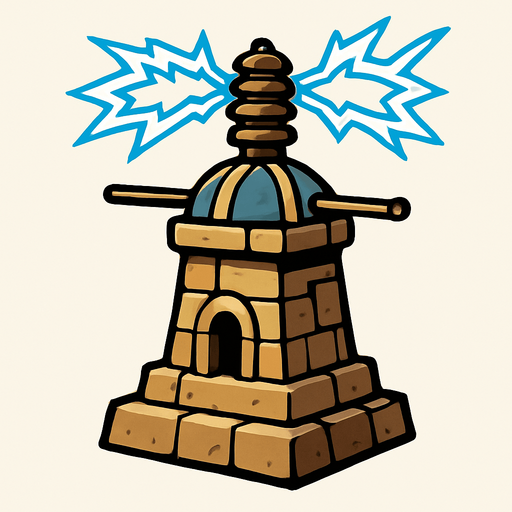 antik elektrik atıcı kule.
In-Game asset.  2d.  High contrast.  No shadows