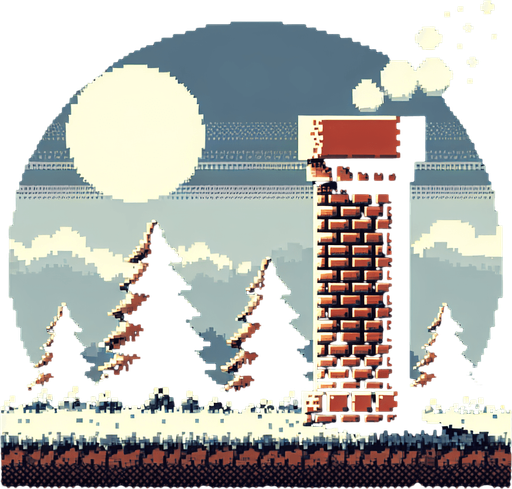 8-bit chimney. in game asset. Single Game Texture. In-Game asset. 2d. Blank background. High contrast. No shadows.