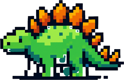 Stegosaurus pixel.
In-Game asset.  2d.  High contrast.  No shadows