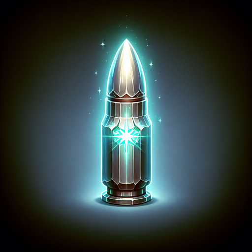 glowing bullet.
Single Game Texture.  In-Game asset.  2d.  Blank background.  High contrast.  No shadows