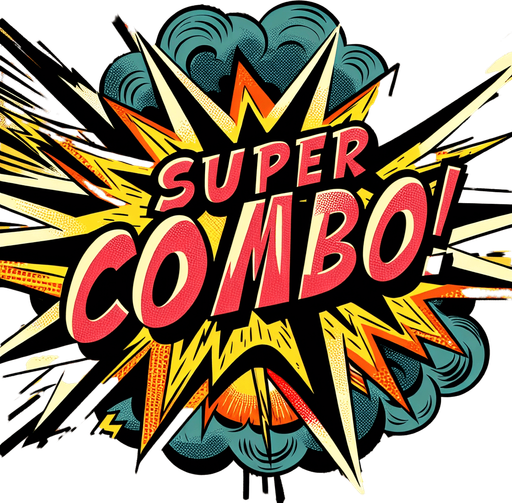 text popup "SUPER COMBO!".
comic style