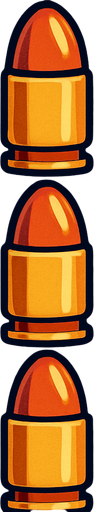 bullets arranged from top to bottom.
In-Game asset.  2d.  High contrast.  No shadows