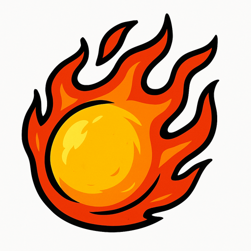 Alev topu.
In-Game asset.  2d.  High contrast.  No shadows