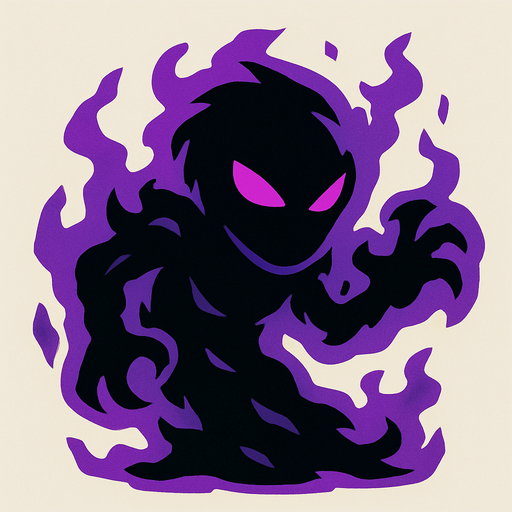 Eco oscuro personificado como un enemigo.
In-Game asset.  2d.  High contrast.  No shadows
