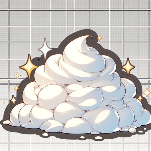 whipped milk foam, creamy fluff, anime, 
Single Game Texture. In-Game asset. 2d. Blank background. High contrast. No shadows.